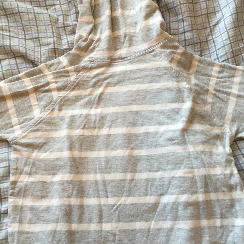 Lacoste Kids Striped Gray Hooded Sweatshirt Size 8 - Picture 2 of 5